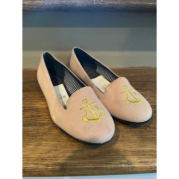 Jack Rogers Shoes - Jack Rogers Reese Blush Suede Anchor Loafers Size 6.5